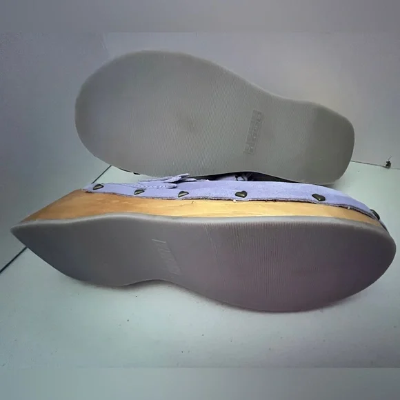 👧🏻💜👡GAP Lilac🦄 Suede Leather Wood Clogs 💟 NWT - Picture 7 of 8